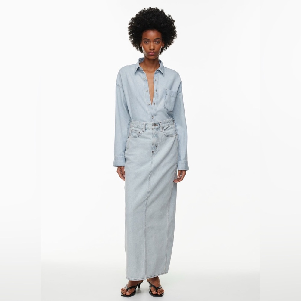 DENIM FORUM The '90s Pencil Maxi Denim Skirt